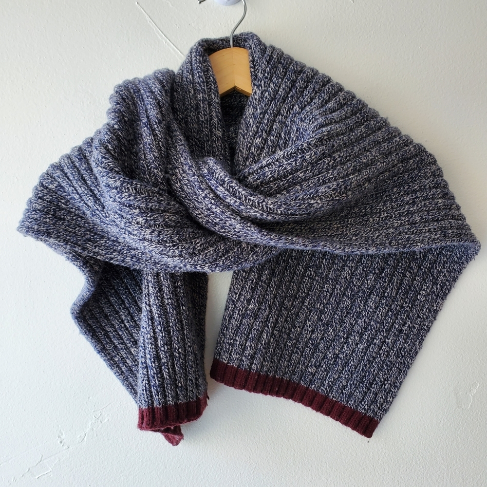 GAP Marl Scarf Tapestry Navy Merino Wool Blend